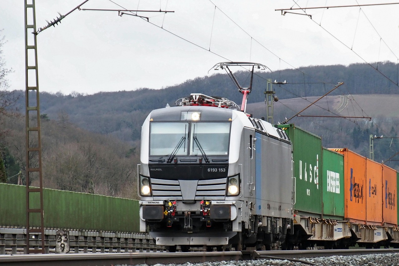 Train with hills in background